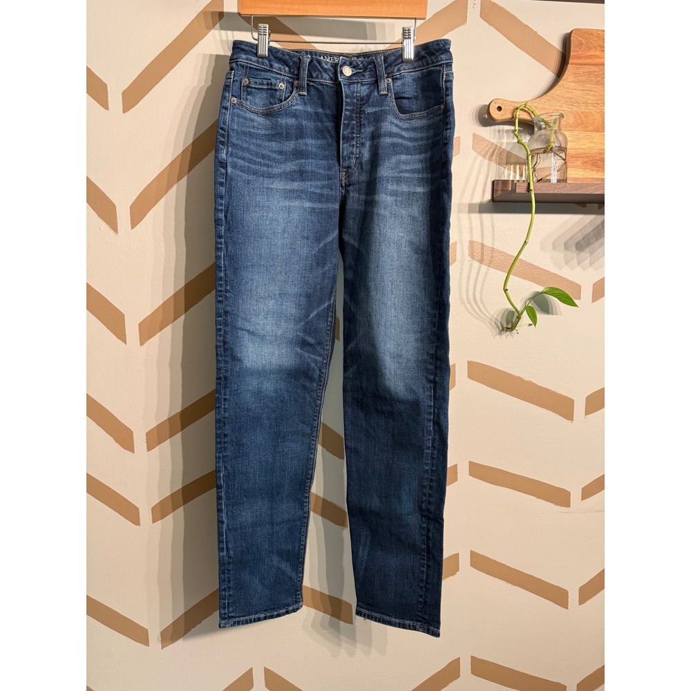 American Eagle Jeans Women 8 X-Long Blue Vintage Hi-Rise Button Fly Stretch